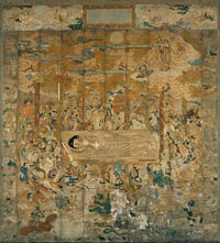 大本山天龍寺蔵の刺繍涅槃図の写真